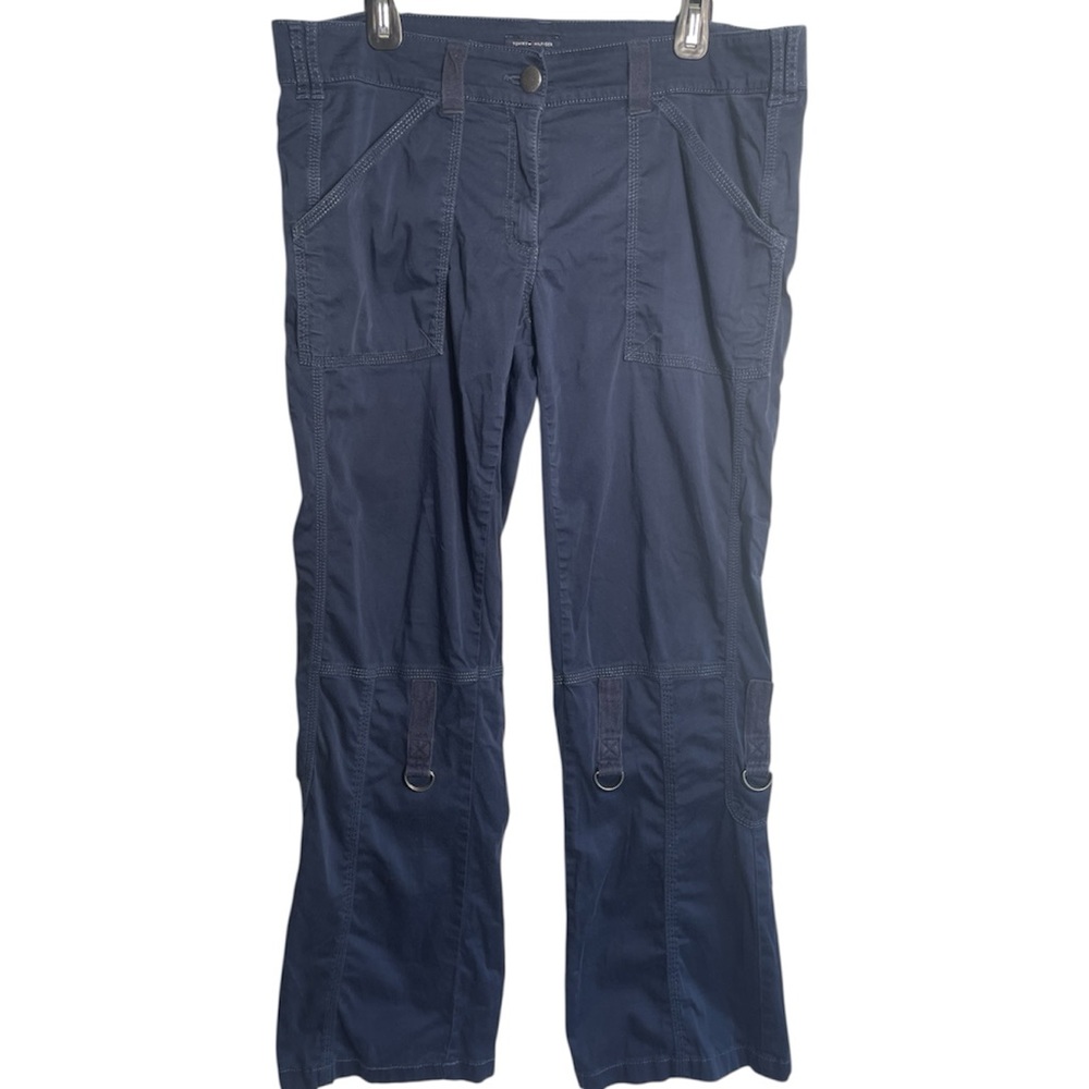 Vintage Y2K Tommy Hilfiger Roll-Up D-Ring Strap Cargo Utility Pants Navy Women's